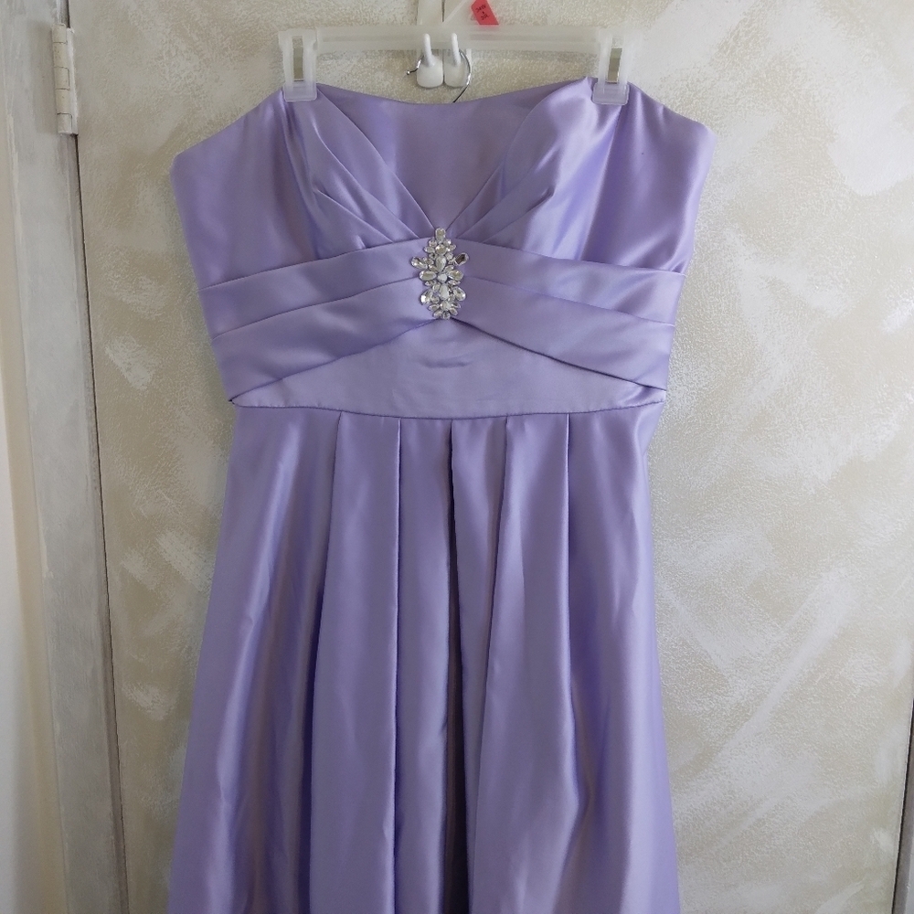 Size 15/16 Mori Lee By Madeline Gardner Strapless Long Formal Purple Rhinestone